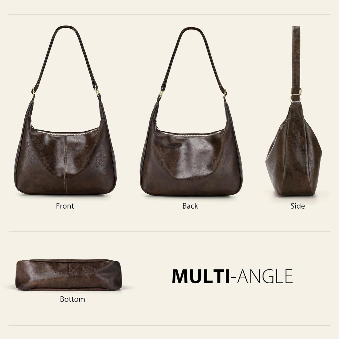 Sightor Hobo Bags for Women Leather Slouchy Bag Ultra Soft Vegan Purse Vintage Shoulder Bag Trendy Everyday Handbag