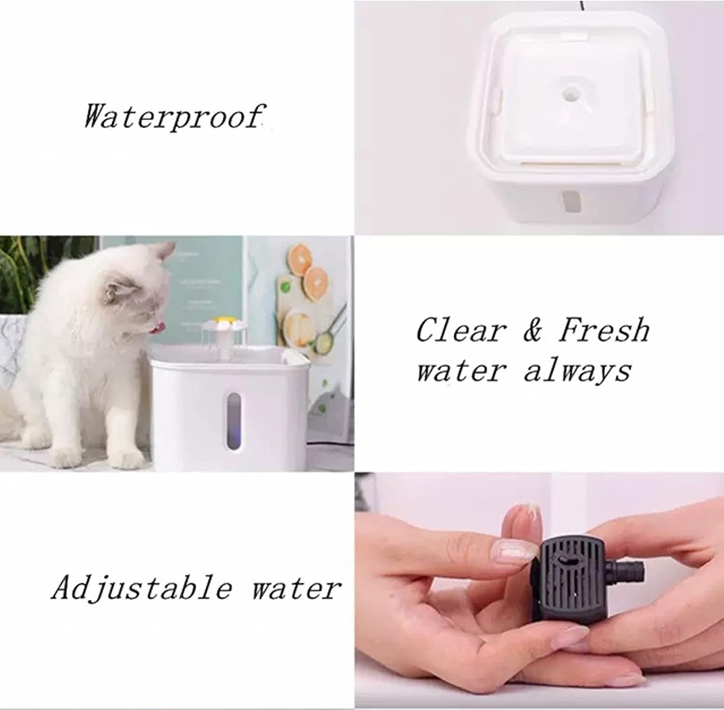 2.5L Pet Water Fountain, Automatic Dog Water Fountain with 3 Different Flow Modes, Quiet Cat Water Drinking Dispenser for Dogs Cats,White