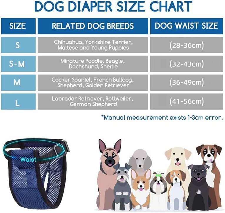 Large Reusable Dog Pants Dog Nappies, 3PCS Breathable Mesh Pet Diapers 41-56cm/16-23inch with 9 Washable Female Dogs Sanitary Pads Adjustable Briefs Protective Trousers Underwear for Dog in Heat