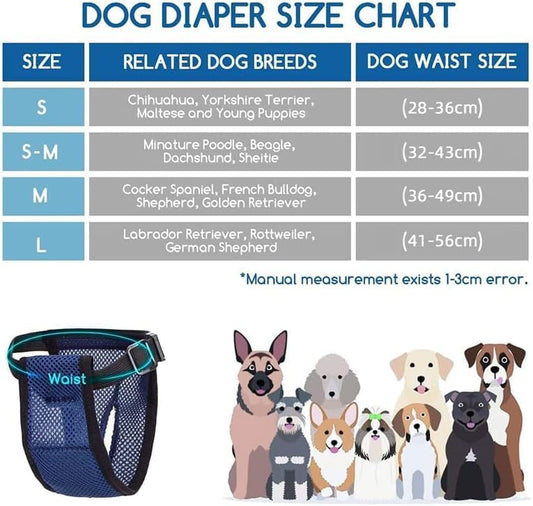 Large Reusable Dog Pants Dog Nappies, 3PCS Breathable Mesh Pet Diapers 41-56cm/16-23inch with 9 Washable Female Dogs Sanitary Pads Adjustable Briefs Protective Trousers Underwear for Dog in Heat