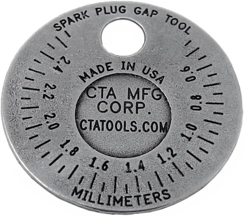 CTA Tools 3235 Spark Plug Gapper: Coin-Style Spark Plug Gap Tool, 0.020"–0.100" Measurement Range, Plated Steel, Quick-Check Reference Tool