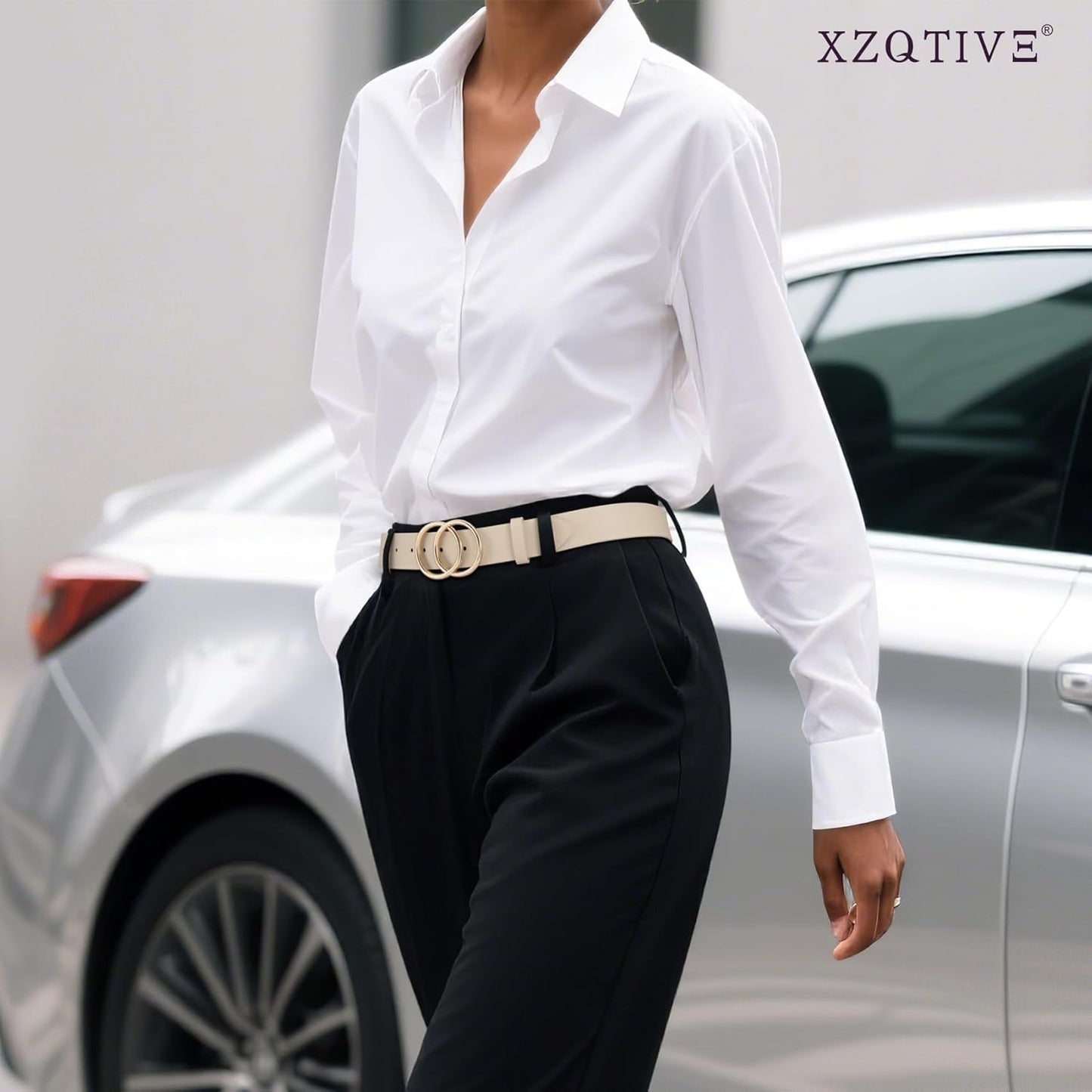 XZQTIVE 3 Packs Women's Leather Belts For Jeans Dresses Pants Fashion Ladies Waist Belt with Gold Buckle