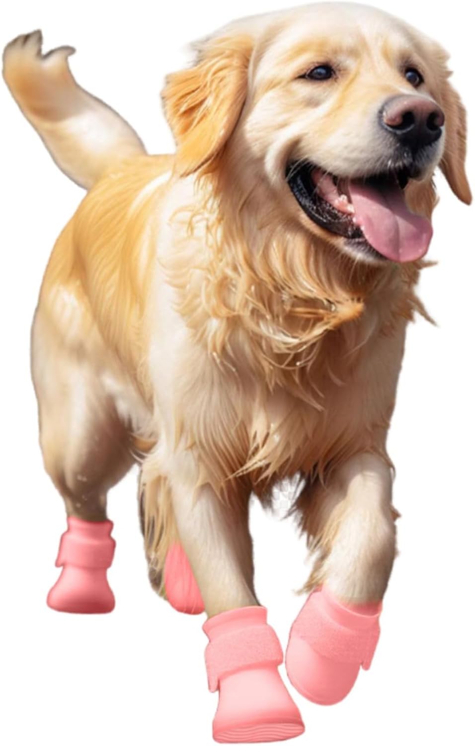 Dog Boots&Paw Protectors for Winter Snow Hiking,Puppy Anti-Slip Waterproof Rubber Rain Shoes for Small Medium Dogs_XL(Pink)