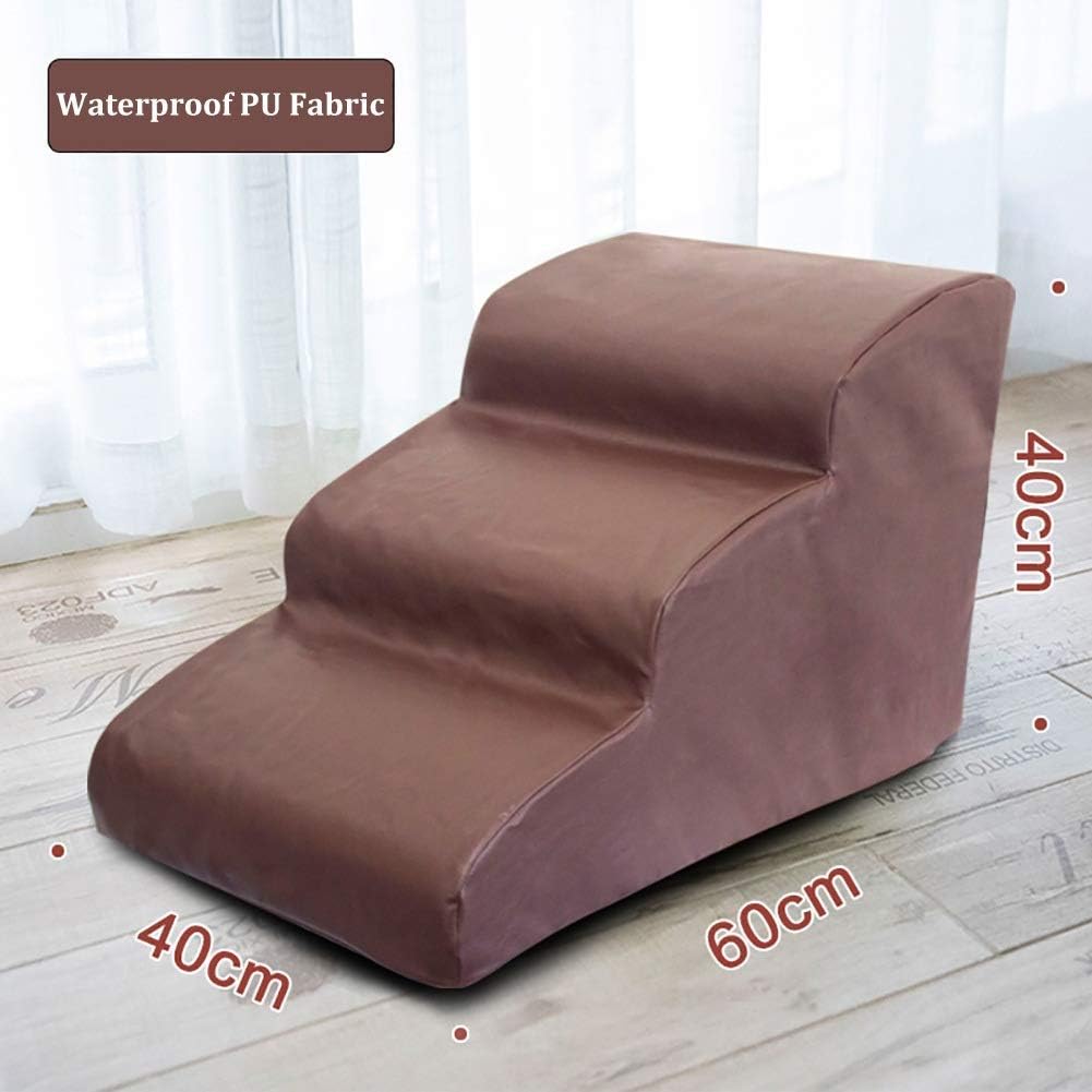 Pet Stair Waterproof 3 Steps for Dog/Cats Brown Pet Ramp Ladder for High Bed/Sofa Up to 33 Pounds (Size : 2-Step(high 25cm)) (3)