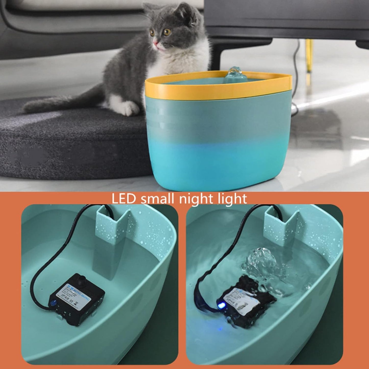 Cat Water Fountain, 2.5L Automatic Pet Water Fountain, Super Quiet Cat Water Dispenser with Replaceable Filters, Dog Water Bowl Dispenser Drinking Water,Blue