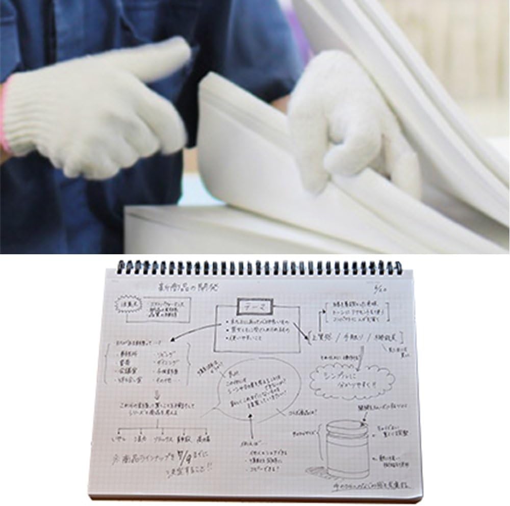 Maruman Mnemosyne Grid Notebook- Horizontal A4 Layout, 8.27" x 11.69", 70 Sheets / 140 Pages, 5mm Graph Paper Journal, Perforated Pages & Wire-Bound to Lay Flat, Black, Made in Japan