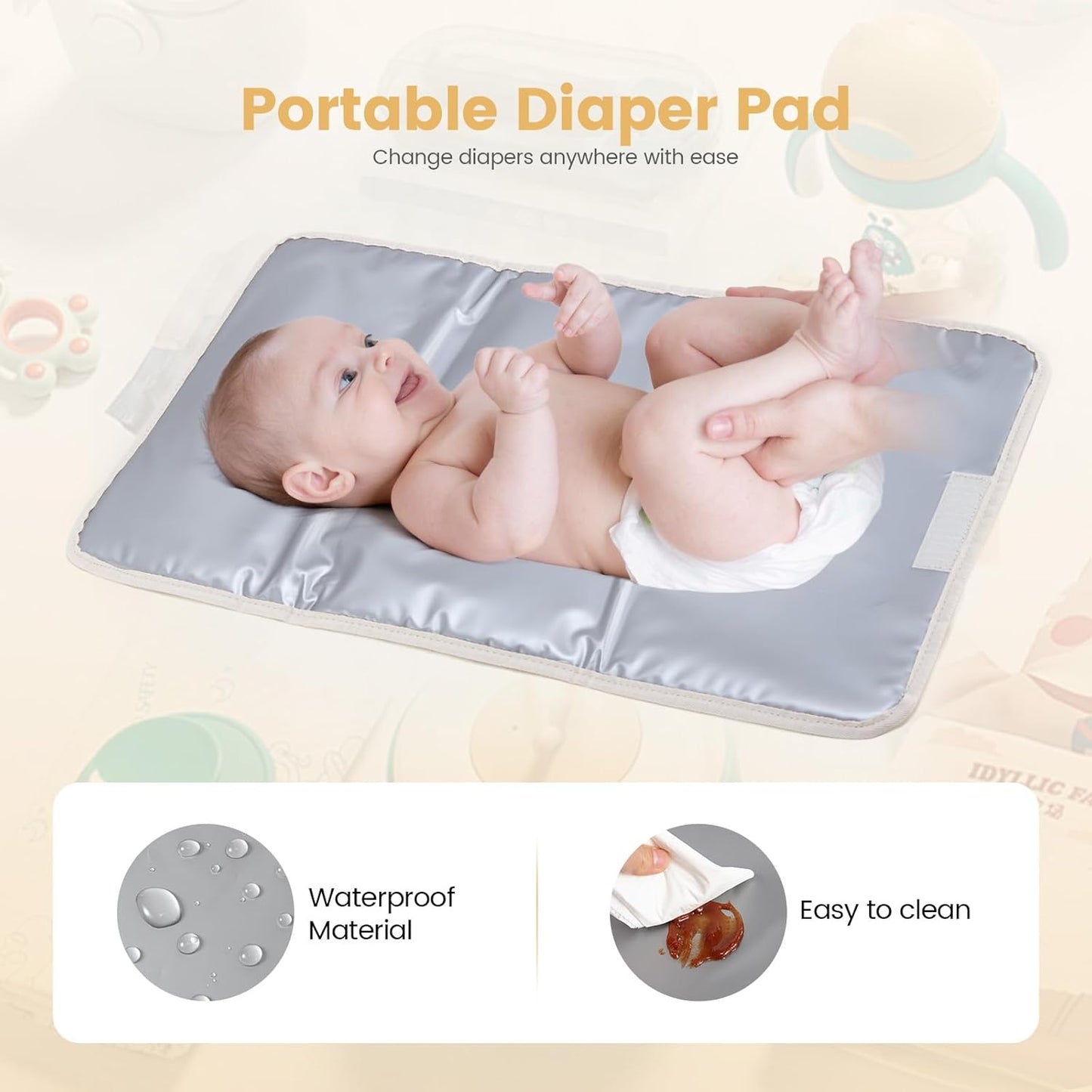 LOVEVOOK Diaper Bag Backpack,Puffer Quilted Baby Diaper Bag with Insulated Pockets,Travel Diaper Backpack for Boys Girls with Changing Pad,Water-Resistant Baby Bag for Mom Dad,Beige