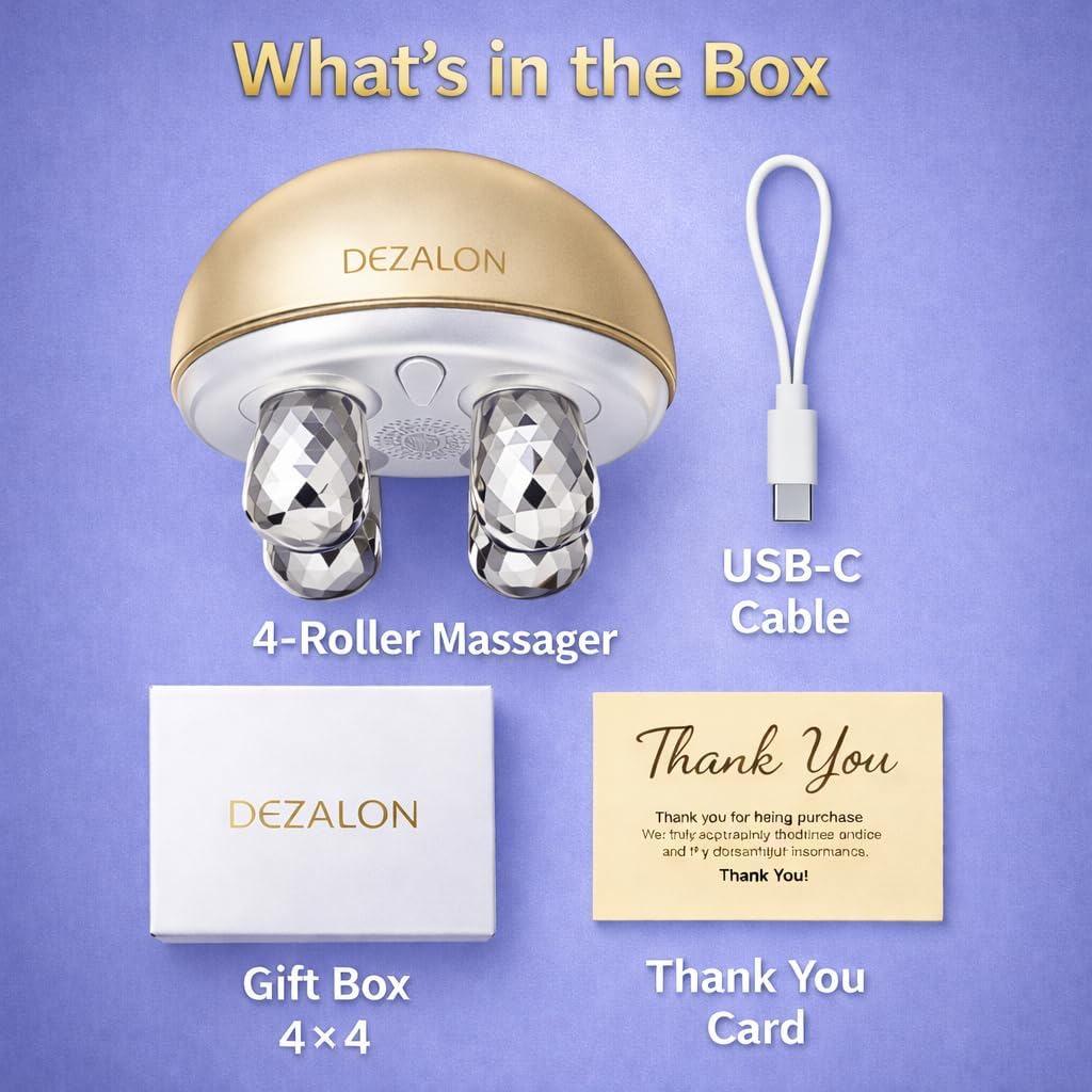 Microcurrent Facial Device, Face Massager Tool, Eye and Neck Massager, Face Roller, Beauty Tools for Relaxing Facial Massage and Skin Care Routine, Gold Color