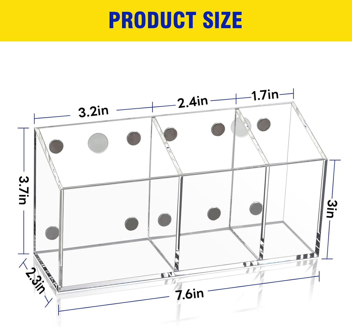Magnetic Dry Erase Marker Holder for Whiteboard, Anti-slip Magnet Pen Holder for Fridge Refrigeator, Acrylic Pencil Holder for Classroom Teacher, Office Desk Accessories, Locker Organizer