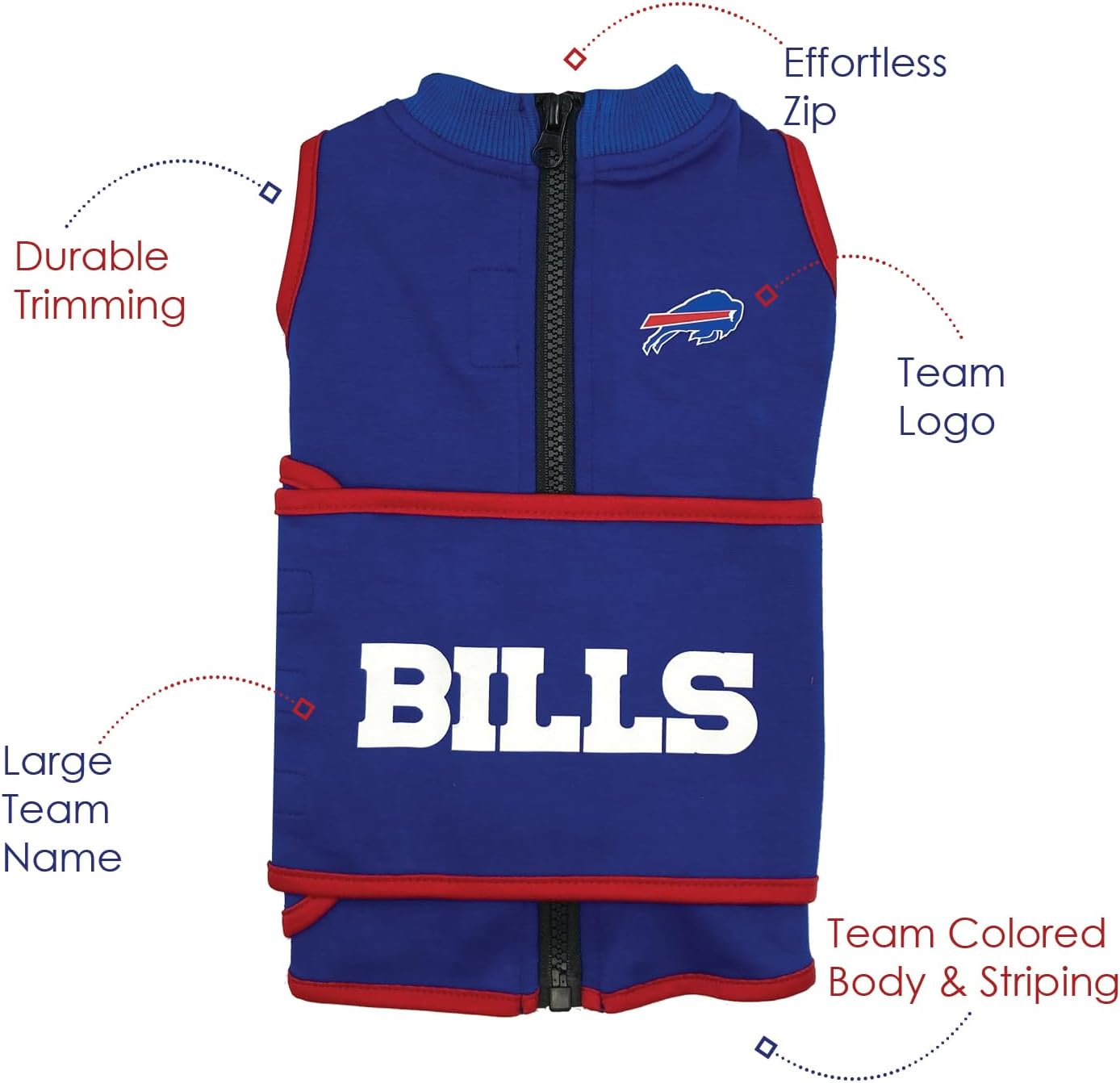 NFL Buffalo Bills Dog Anxiety Shirt Calming Soothing Solution Vest, for Dogs & Cats with Anxiety, Fears, Fireworks, Loud Noises, Dark, Lonely Keeps Dogs Calm and Feeling Safe, Relaxing Jacket, Medium