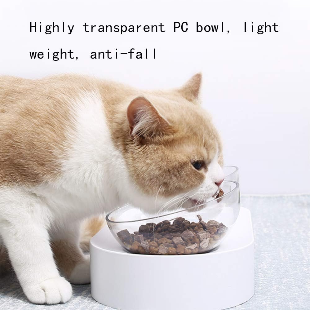 Pet Bowl Adjustable Angle Cat Bowl Oblique Double Bowl Dog Water Bowl Transparent Single Bowl with Raised Stand Pet Food Bowl, B (B)