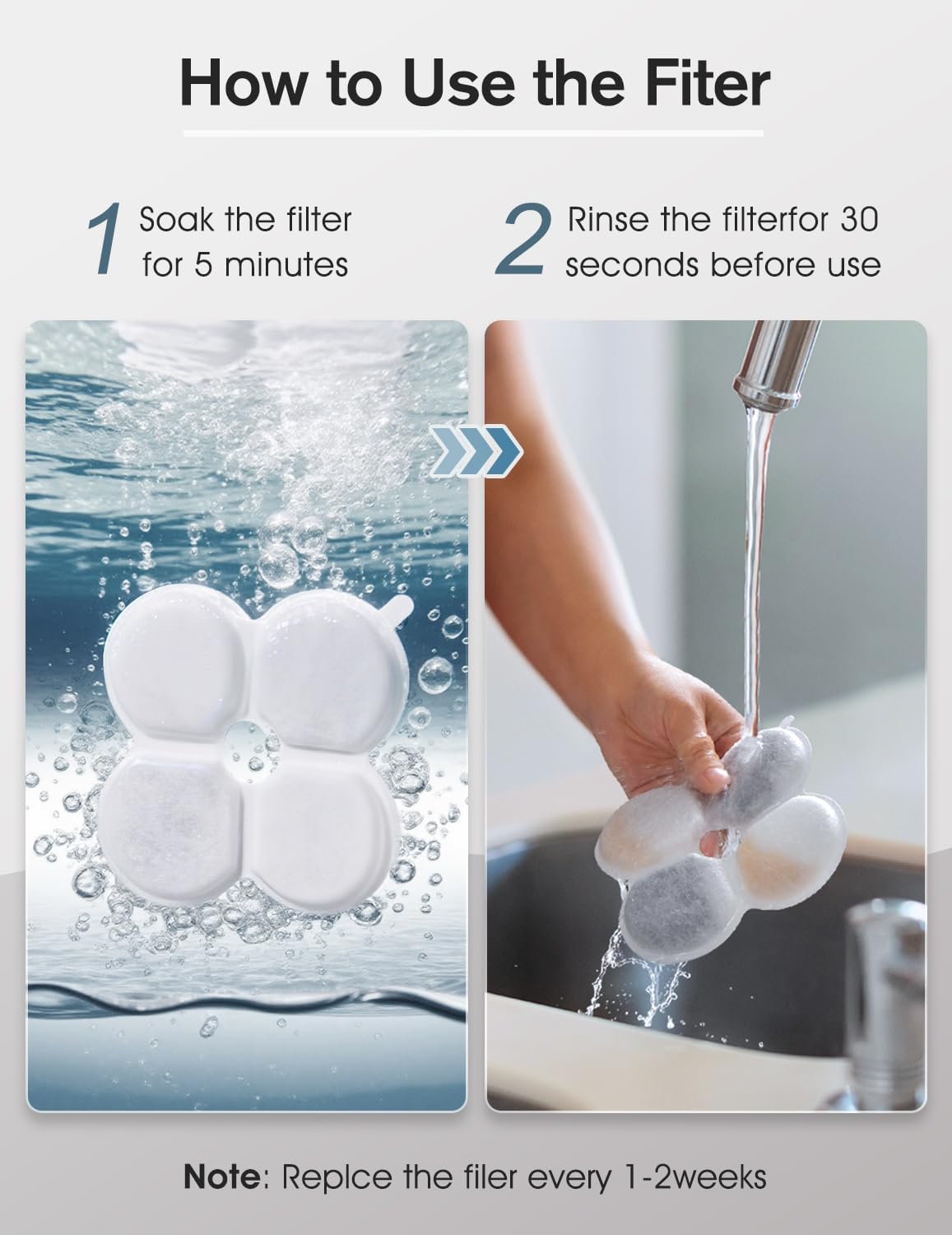8 Packs Official Replacement Filters and 8 Packs Sponges for Wireless 7.5l/254oz Dog Water Fountain for Large Dogs