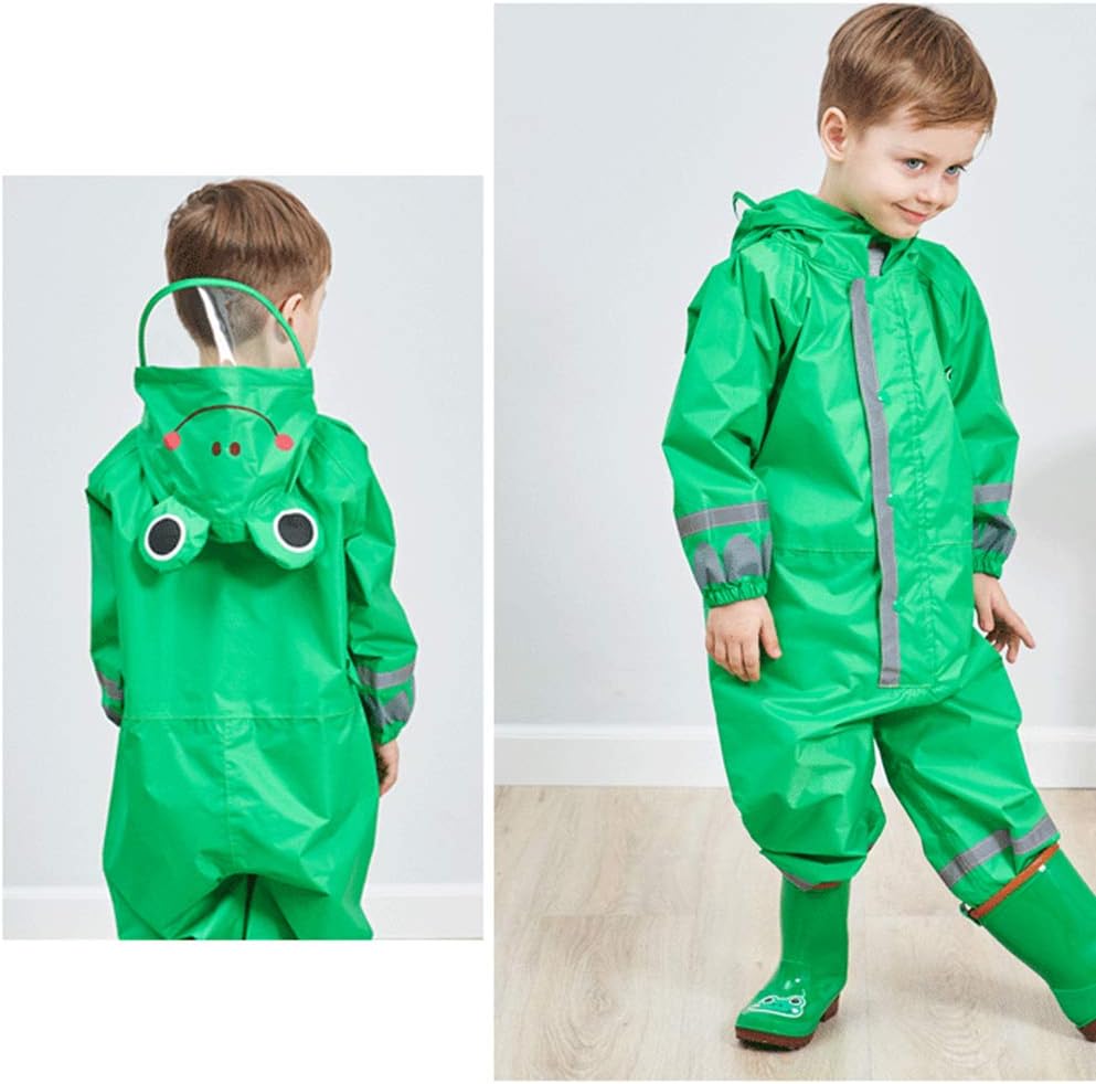 SSAWcasa Toddler Rain Suit, Kids Muddy Play Buddies One Piece Hoodie Rain Jacket Coat Poncho Gear Coverall Baby Girl Boy