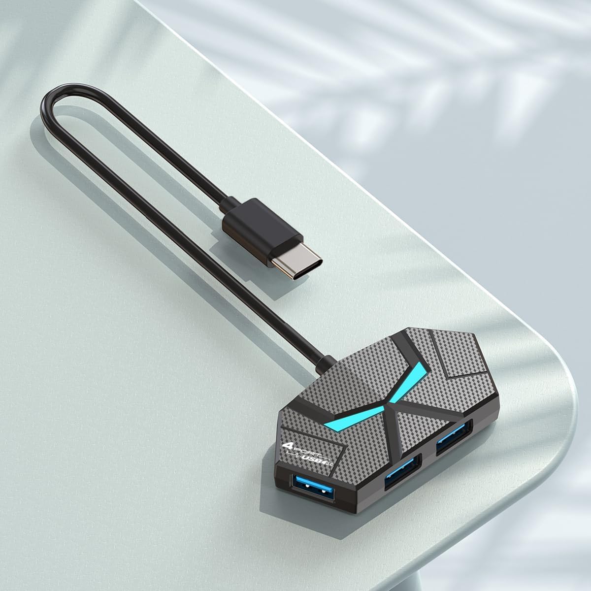 USB 3.0 Hub, 4-Port USB Hub, USB Splitter, USB Extender with Power Port for Laptop, PC, Xbox, Gamepad,Flash Drive, HDD, Console, Printer, Camera,Keyborad, Mouse,USB Fan