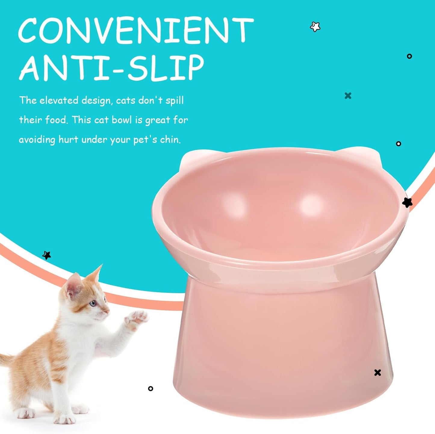 Milisten Elevated Pet Food Bowl with Neck Guard Raised Tilted Footed Feeder Cat Dog Slow Feeding Dish Pink for Small Pets