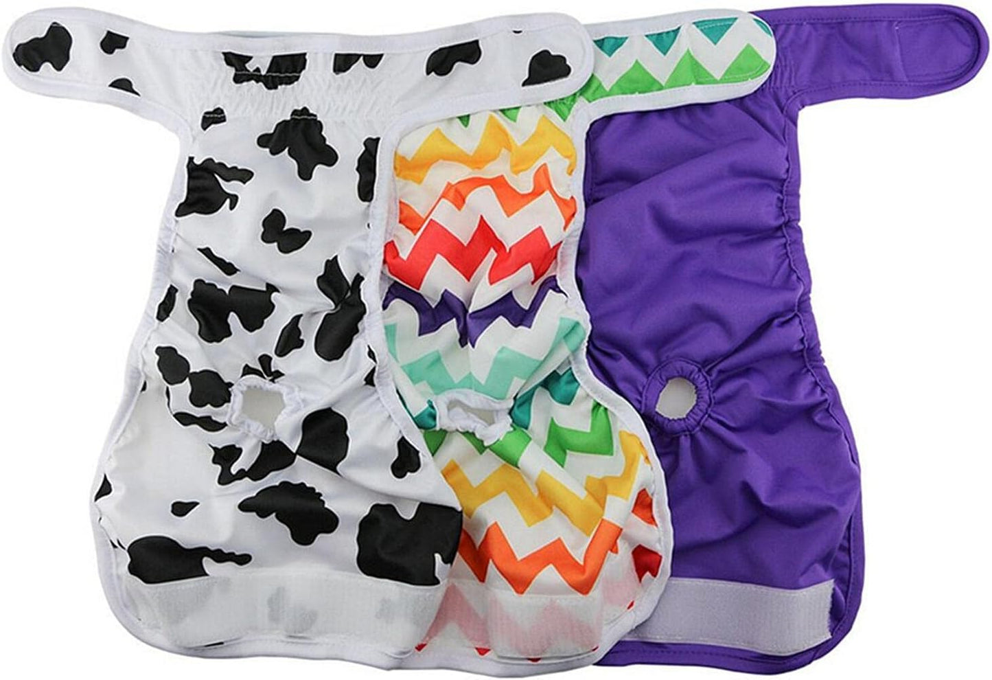 Washable Female Dog Diapers, 7 Pack Reusable Pet Incontinence Protectors, Multiple Patterns, XS-L Sizes, Comfort Fit with Elastic Edges (L)