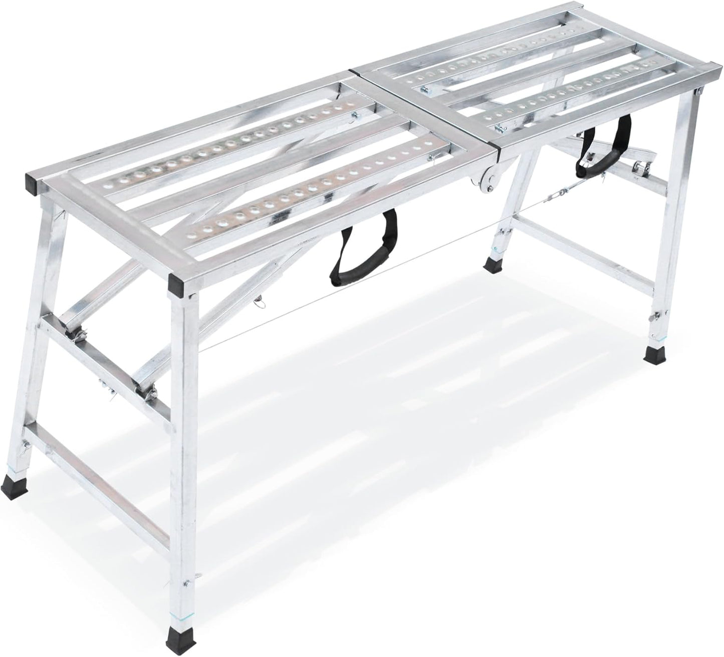 Adjustable Scaffolding Platform with 600 lb Duty Rating, Steel Step Ladder, Portable Folding Work Platform for RV Cleaning High Painting Walls, Drywall, Decorating (140 CM)