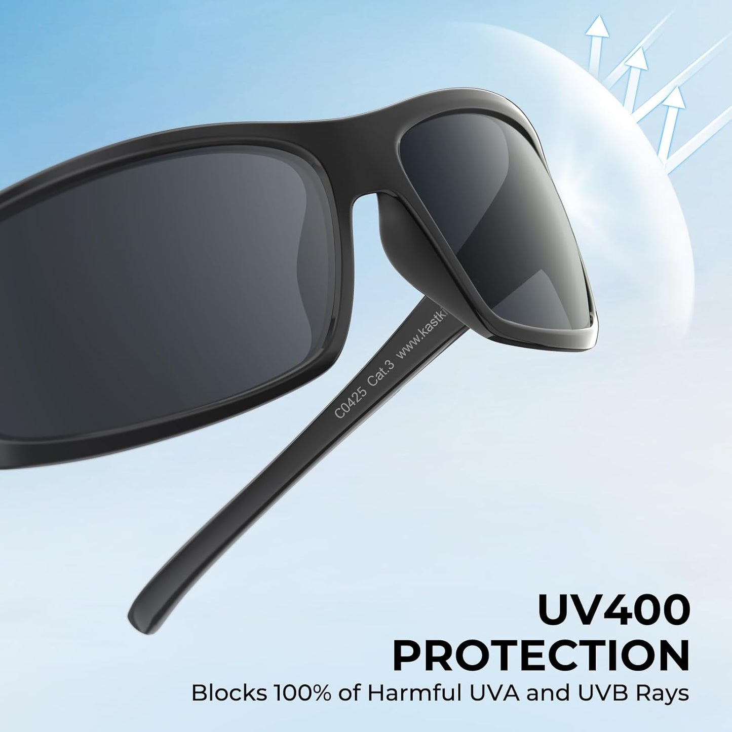 KastKing Kateel Sport Sunglasses, Full Wrap Design, PuriVex Protective Coating, Lightweight Grilamid Frame, UV Protection