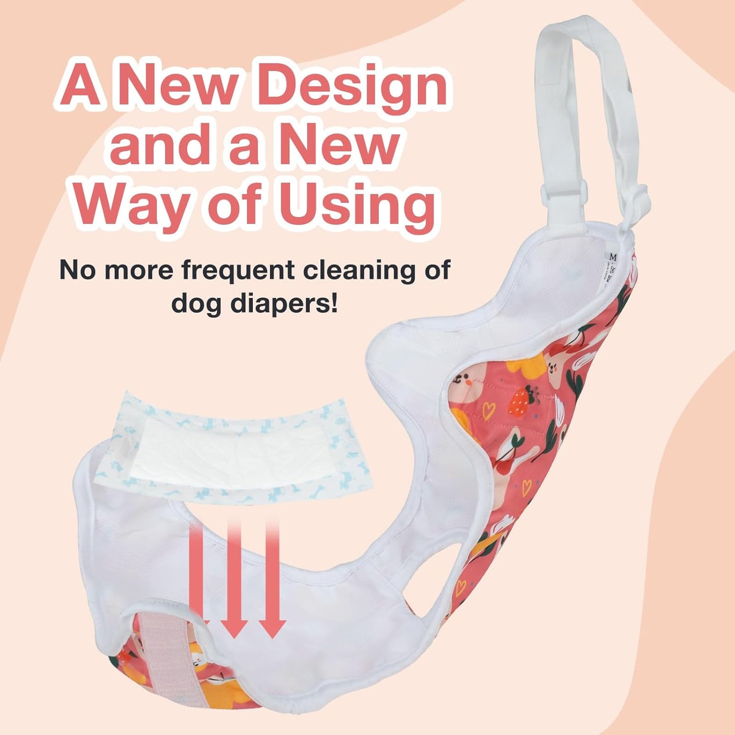 MICOOYO Dog Diaper Onesie Sanitary Pantie with Adjustable Suspender Washable Dog Period Panties Doggie Diapers Pet Underwear Female Dogs Diapers for Heat (Animals, XS/S)