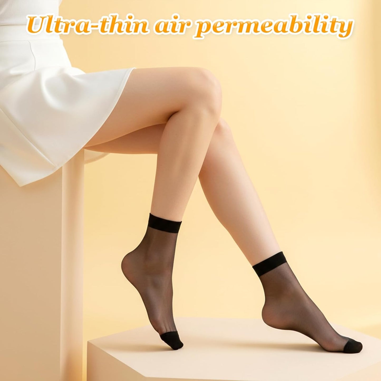 10 Pairs Womens Sheer Ankle Socks Nude Nylon Socks Thin Soft Reinforced Toes Premium Hosiery Stylish Breathable Sock for Women One Size(5 Black, 5 Beige)