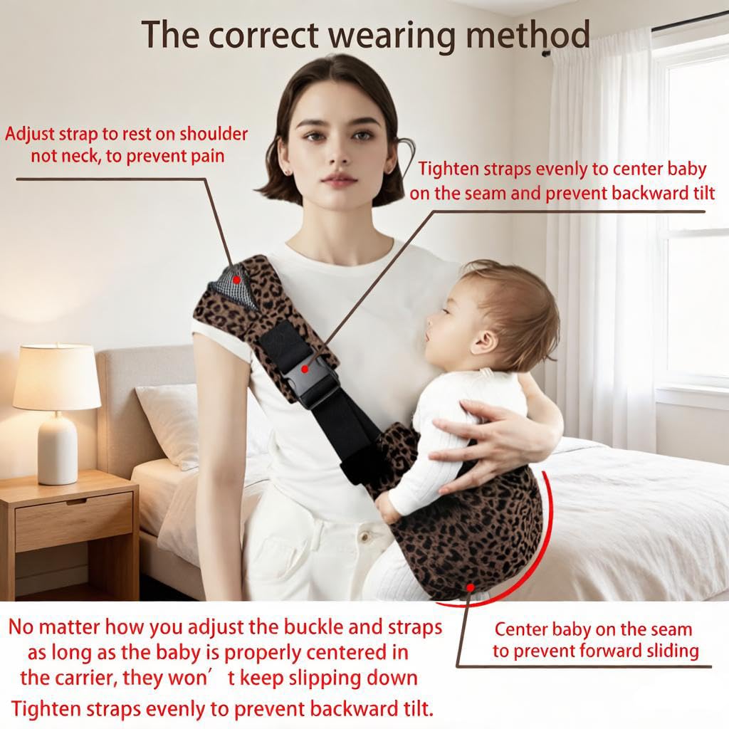 Baby Sling Carrier Adjustable Baby Sling 2025 Upgraded Toddler Sling Comfortable Baby Wrap Carriers Ergonomic-Designed, Travel Friendly Carrying 10-45 LbsLeopard