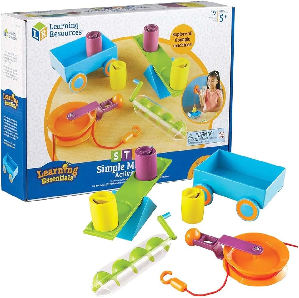 Learning Resources STEM Simple Machines Activity Set, Hands-on Science Activities, 19 Pieces, Ages 5+