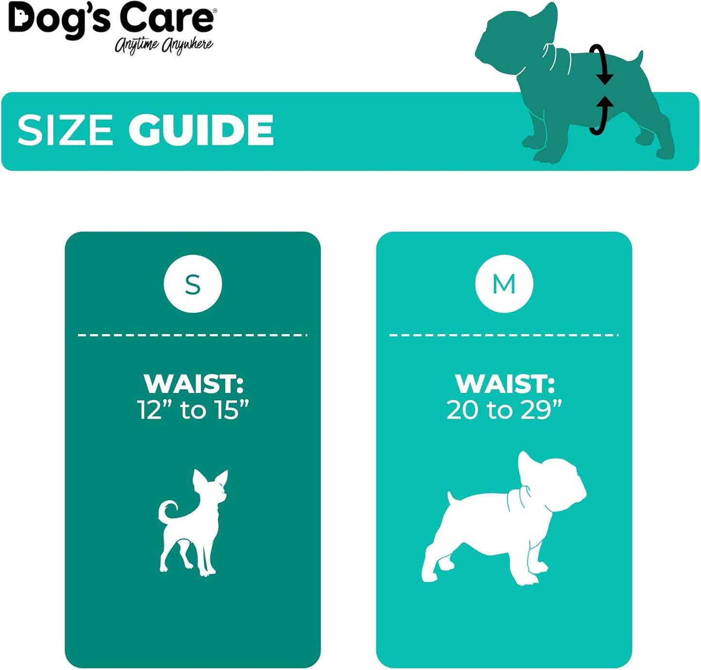Dog´s Care – Disposable Hygienic Diaper for Male Dogs – Ultra-Absorbent, Comfortable – 6 to 8 Hours Protection – Size S – 13 to 21 inches – 48 Units