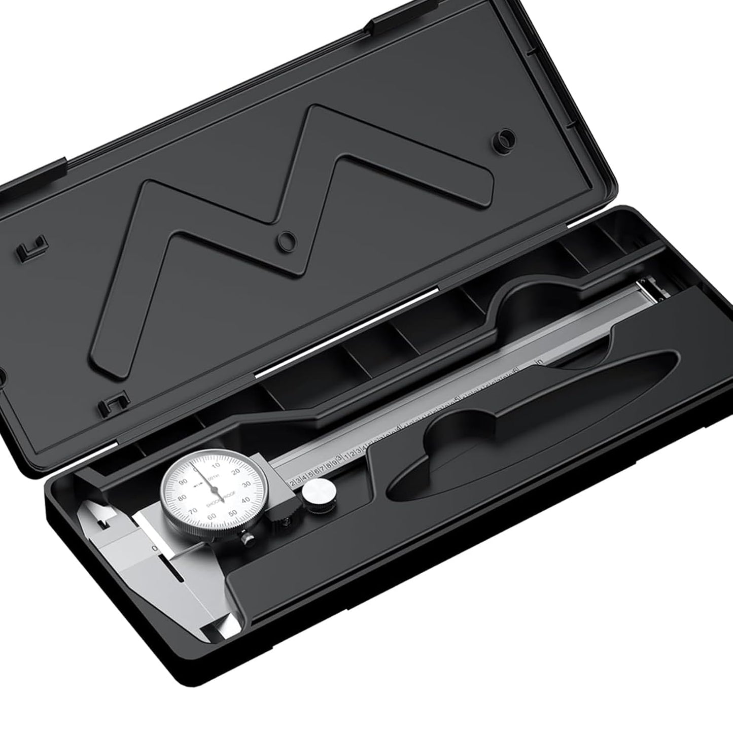 0-6 inch Dial Caliper Measuring Tool Imperial Stainless Steel 4-Way Dial Caliper 0.001" Shockproof with Plastic Case