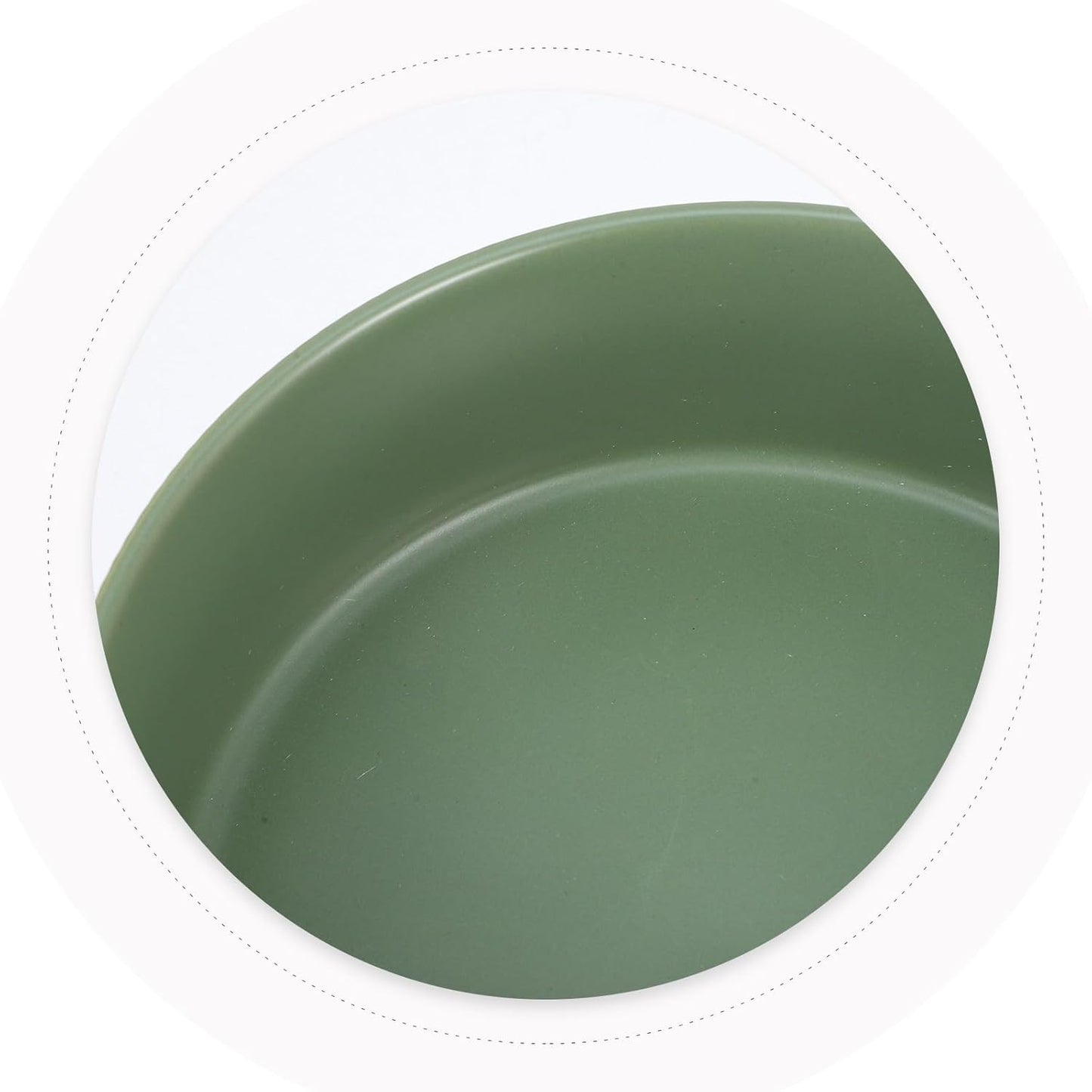 Milisten Ceramic Elevated Cat Feeder with Wooden Stand, 2-Bowl Raised Pet Food and Water Dish, Non-Spill Matte Green Indoor Dog and Cat Bowl Set