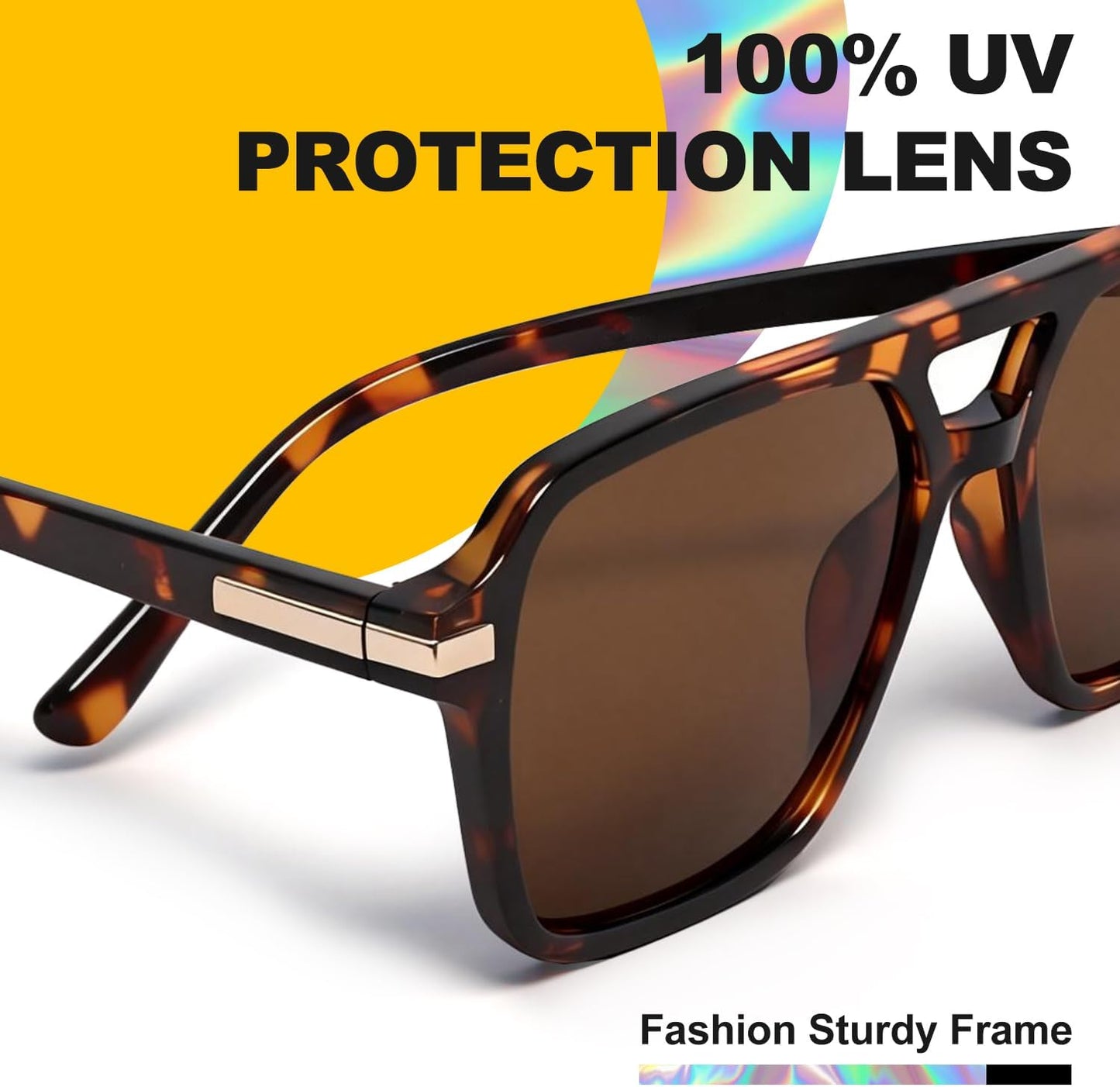VISOONE Oversized Square Aviator Sunglasses for Women Men Flat Top Shades Regan