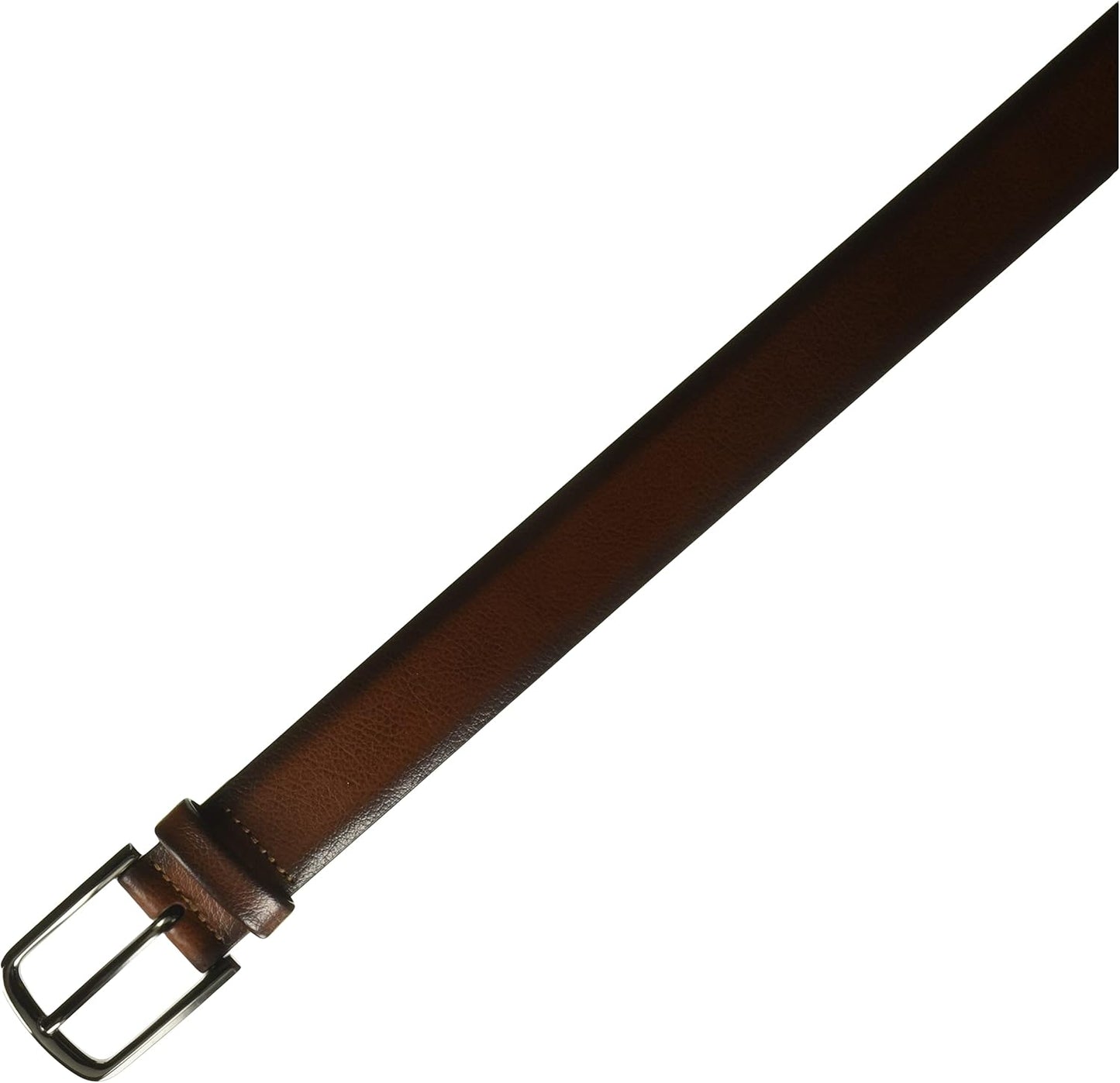 Perry Ellis Portfolio Park Ave Men's Dress Belt, Burnished Edges and Silver Prong Buckle, Textured Leather Belt