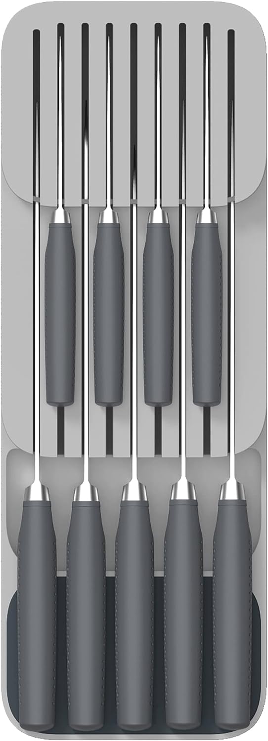 Joseph Joseph DrawerStore Knife Organizer, holds up to 9 knives, Kitchen Organization & Drawer Storage – Compact, Gray