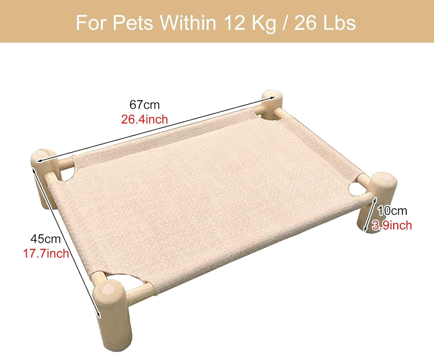 Pet Bed Indoor Outdoor Cooling Raised Pet Cot with Linen, Small Medium Orthopedic Joint Relief Elevated Dog Cat Bed, for Pets Within 12 Kg / 26 Lbs