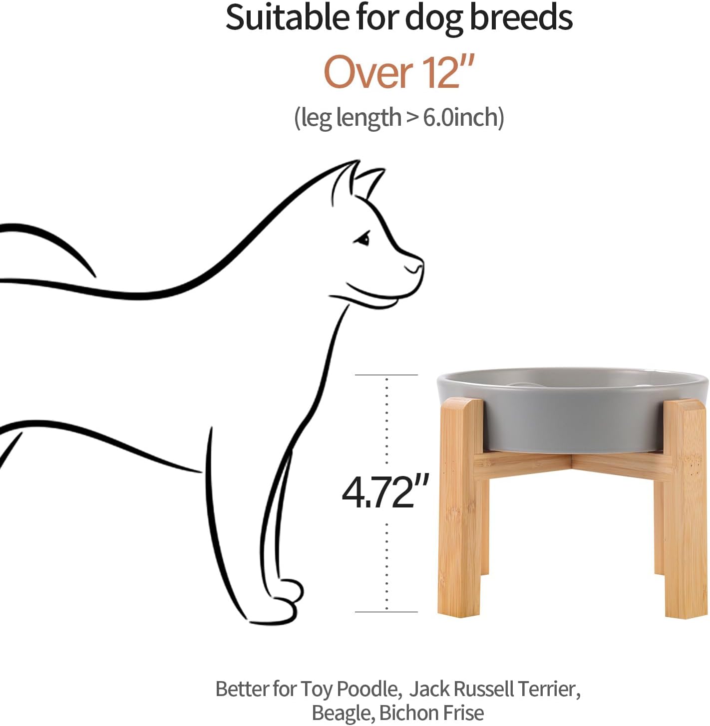 Grey Ceramic Slow Feeder Dog Bowl for Small and Medium Breed,Elevated/Raised 6.1 in Slow Feeding Bowl,Puzzle Dog Cat Food Bowl for Fast Eater, Puzzle Bowl for Small Dogs and Cats