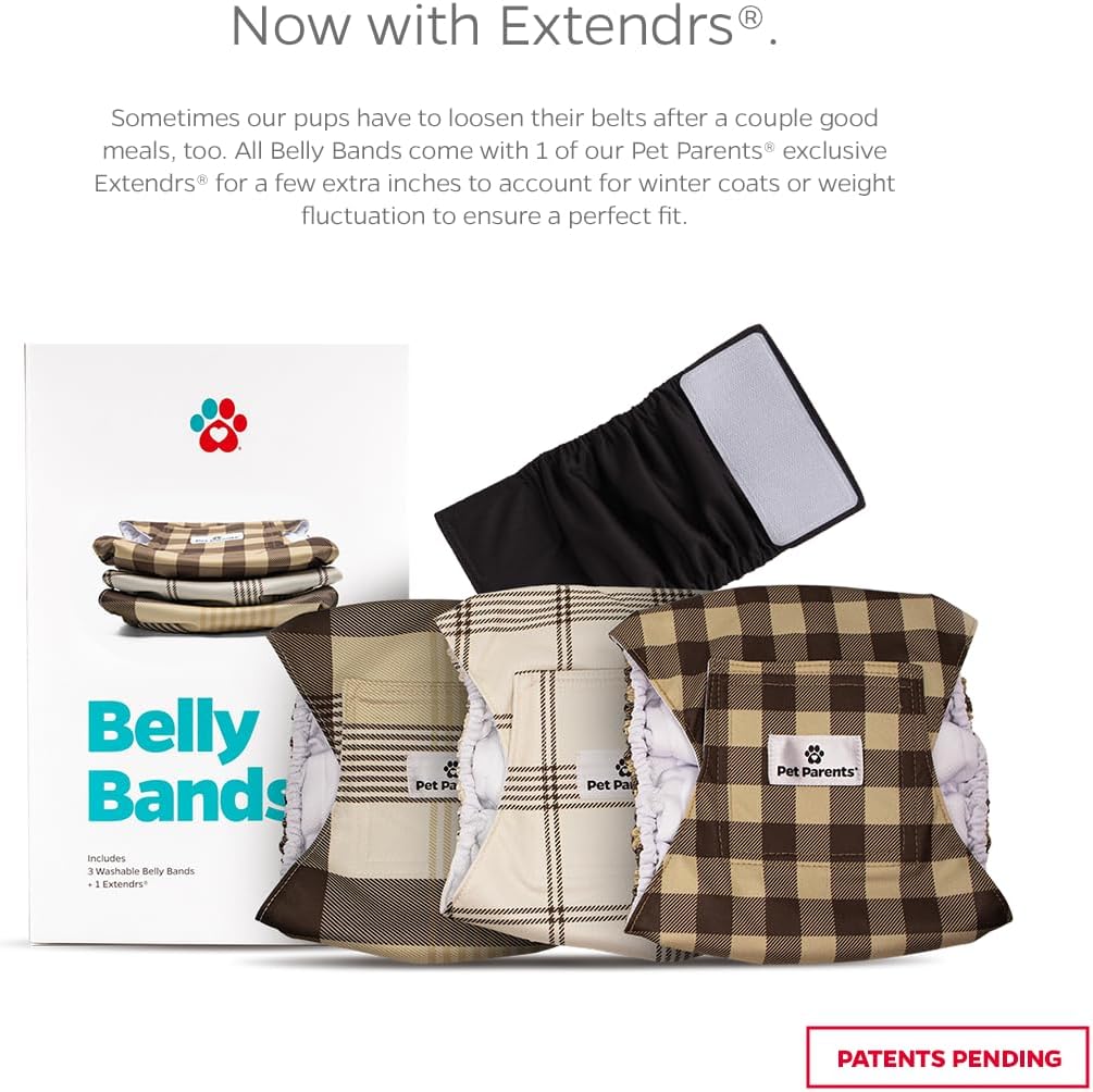 Pet Parents® Washable Belly Bands for Male Dogs (3pack) + Extendrs® of Durable Dog Diapers Male, Premium Male Dog Diapers & Dog Wraps (Medium, Oxford)