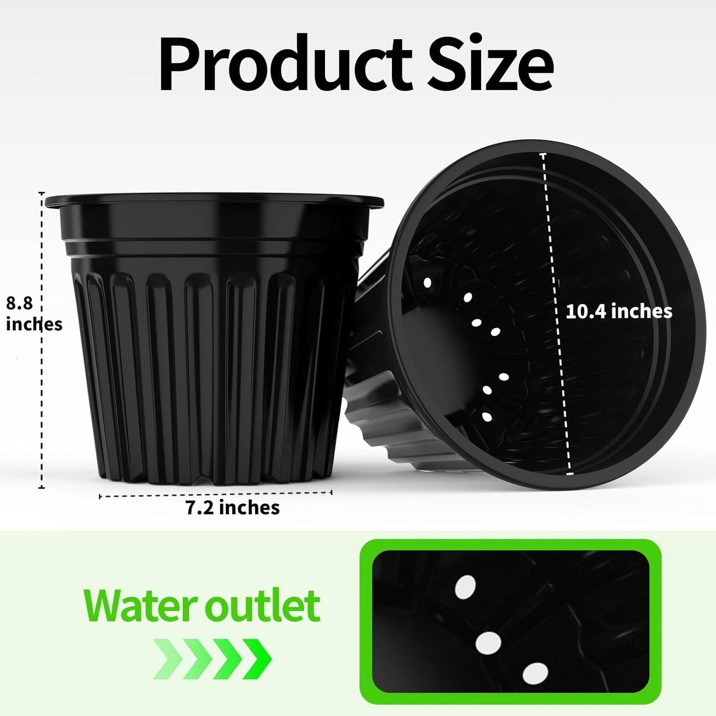 24 Pcs 3 GallonPlanter Nursery Pots, Seed Starting Pot Plastic Flower Seedling Pots with Drainage Holes Flexible Plant Container for Indoor Outdoor Garden Lawn Yard Plants Seedlings (24, 3 Gallon)