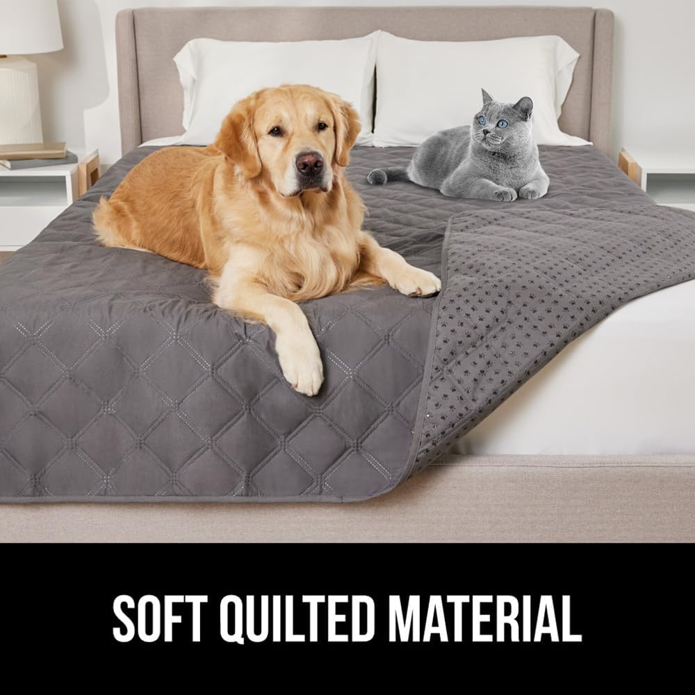 GORILLA GRIP Waterproof Bed Cover for Dogs, 82x82, Gripped Slip Resistant Backing, Leak Proof Washable Dog Blanket Covers Sofa, Couch, Sectional, Crate, Car, RV Seats, Pet Puppy Essentials, Charcoal