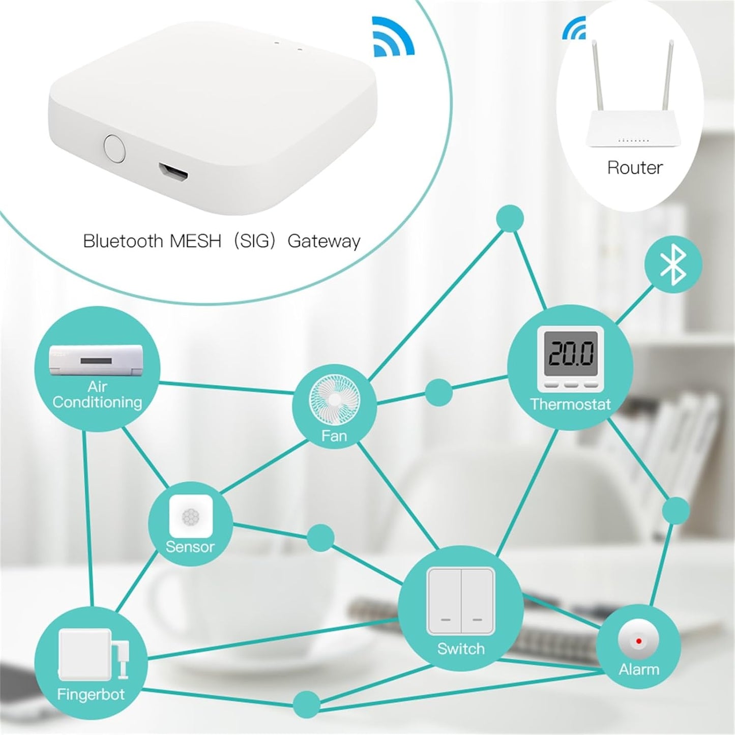 Add MOES FingerBot Tuya Bluetooth Hub Link FingerBot to Wi-Fi (Support 2.4GHz) Compatible with Alexa, Google Home, IFTTT and Timmer Control. One Gateway Can Connect Multiple FingerBots