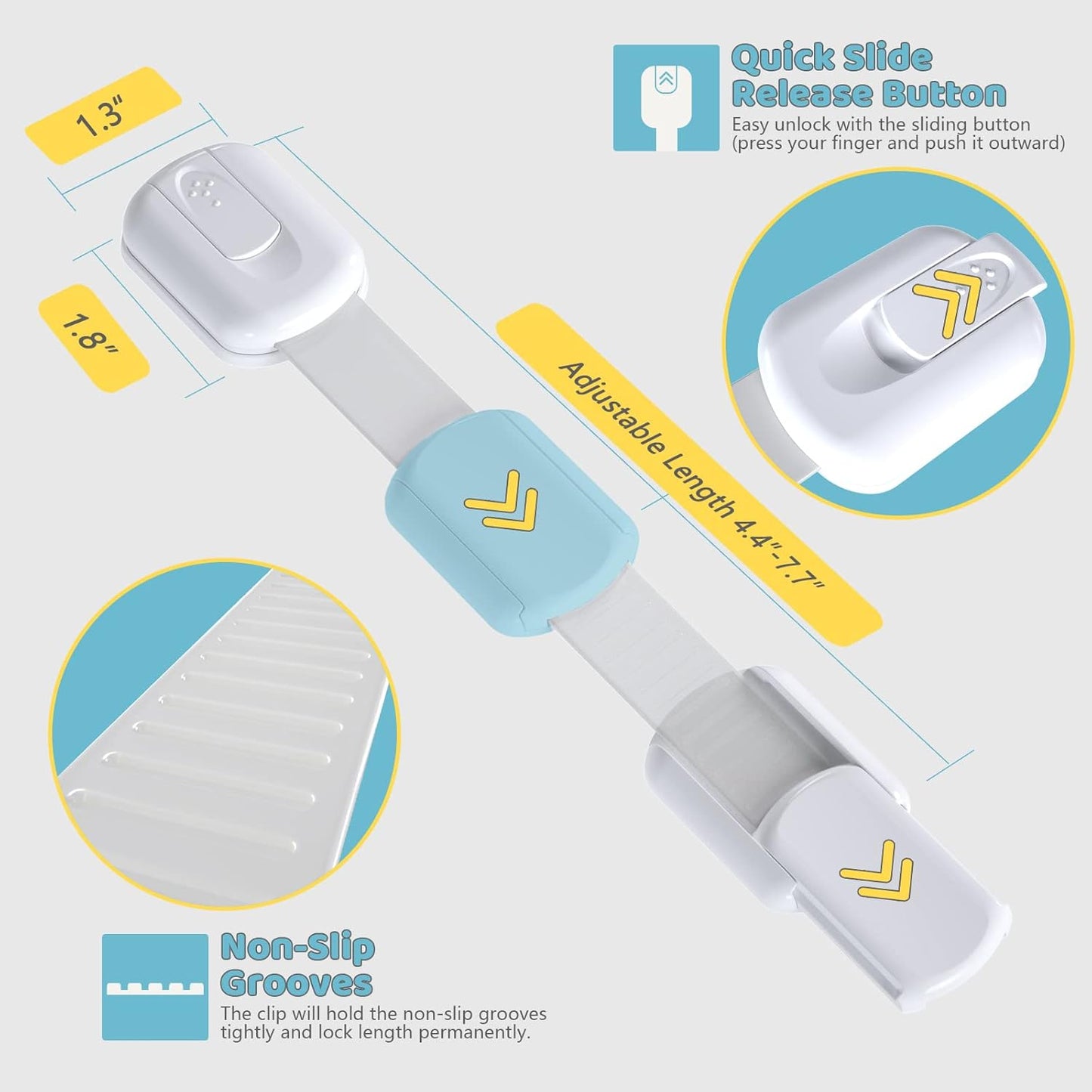 4our Kiddies 14 Pack Child Proof Cabinet Locks for Baby Proofing, Baby Proof Drawer Locks for Kids, Child Safety, Adjustable Child Locks for Cabinet and Drawers with 12 Extra 3M Adhesives, No Drilling