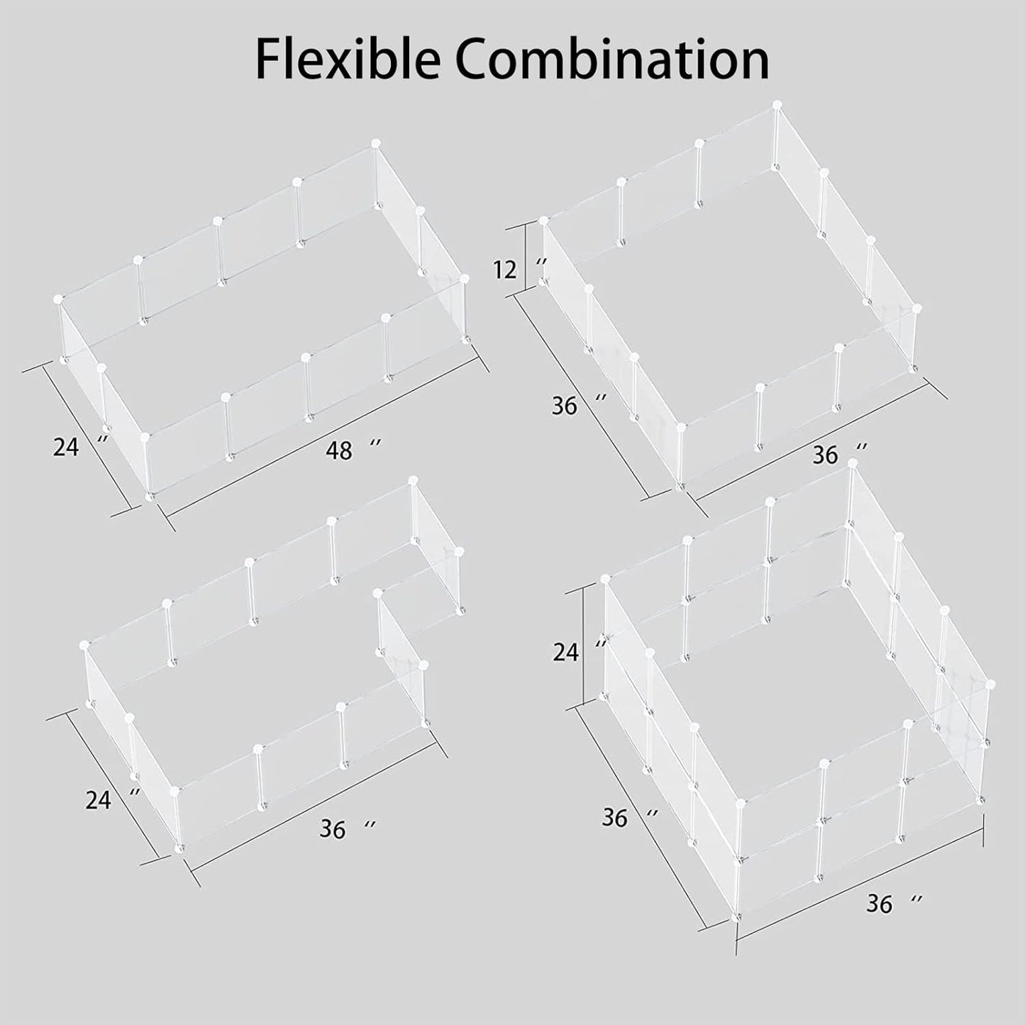 Transparent Clear Small Animal Playpen, Guinea Pig Cages, Puppy Dog Playpen, Pet Playpen, Rabbit Bunny Indoor Fence Pen Enclosure, White Clear Plastic Playpen,12X12 Inch, 12Panels