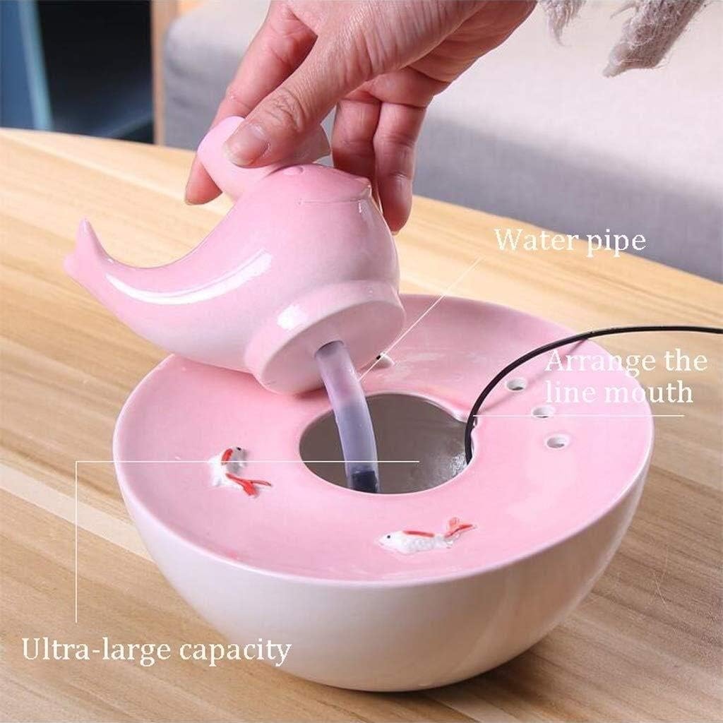 Cat Drinking Fountain Ceramic Cat and Dog Pet Water Dispenser Smart Pet Water Cup - Automatic Circulating Water Ultra-Quiet Anti-Skid Portable (Color : Blue)