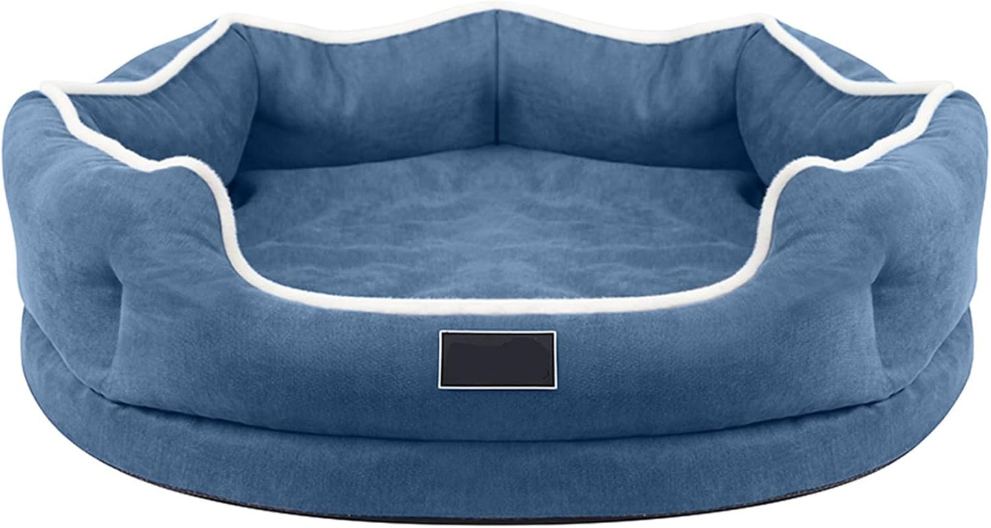Large Pet Cat Dog Bed Winter Warm Soft Sofa Cozy Dog House Removable Dog Nest Baskets Square Cushion for Dogs Sleeping Supplies. (Color : Blue Size : 70cmX60cmX20cm) (Pink 55cmX45cmX20cm)