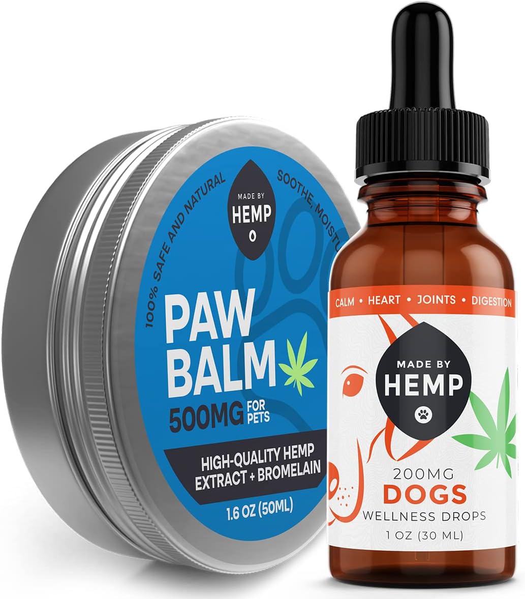 Made by Hemp - Bundle - 200mg Pet Hemp Oil for Dogs and 500mg Natural Pet Paw Balm
