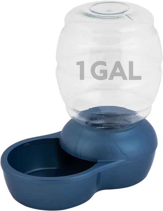 Petmate Replendish Gravity Waterer with Microban for Cats and Dogs, 1 Gallon,Blue, Made in USA