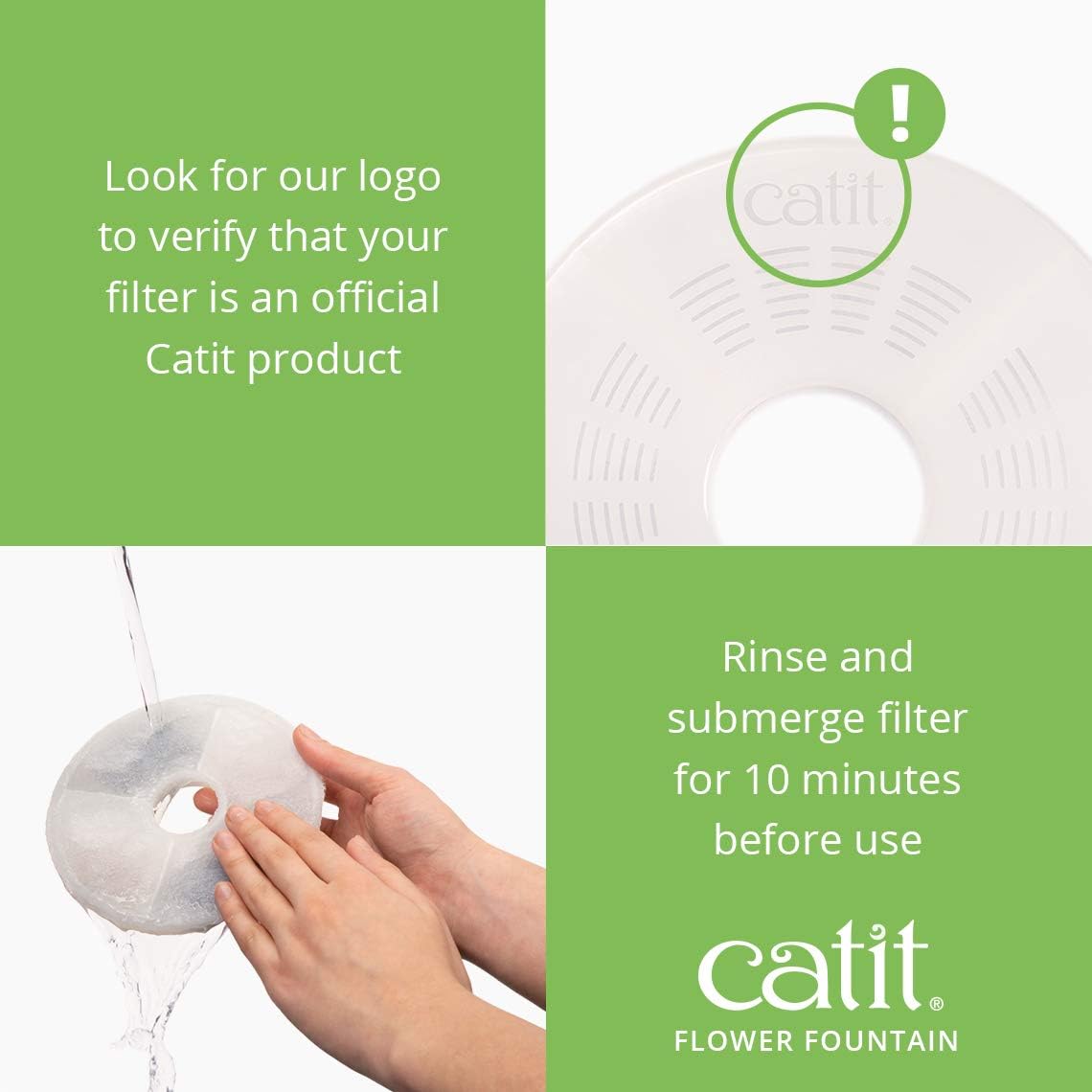 Catit LED Flower Fountain with Triple Action Filter, Cat Drinking Water Fountain, 3 L