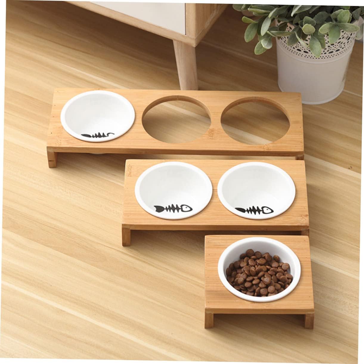 Milisten 1Set Ceramic Cat Bowl with Stand Convenient Elevated Pet Food and Water Bowls for Cats and Dogs Easy Feeding and Hydration