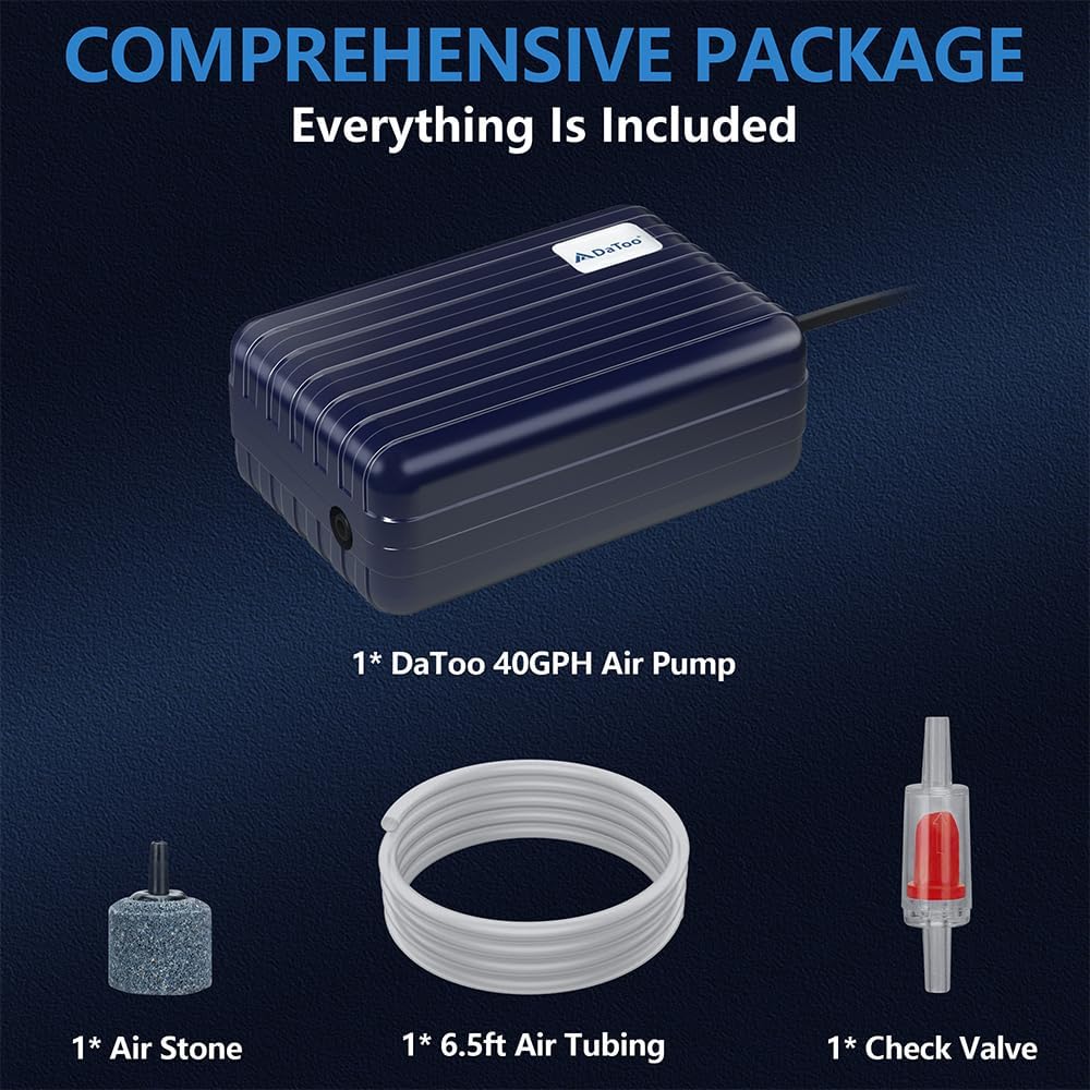 Aquarium Air Pump Compact Fish Tank Air Pump Quiet Aquarium Bubbler Aerator Buckets Oxygen Aerator Pump for 1 to 20 Gallon Fish Tanks