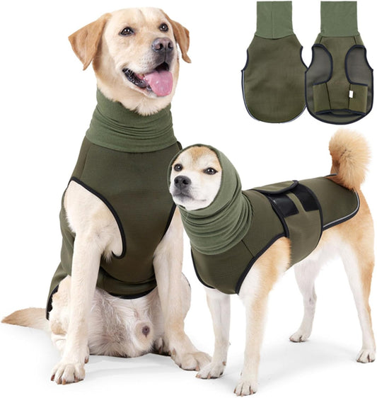 YiZYiF Dog Thunder Jacket Pet Anxiety Calming Vest Puppy Hoodies with Noise Block Ear Protection for Fireworks Army Green X-Large