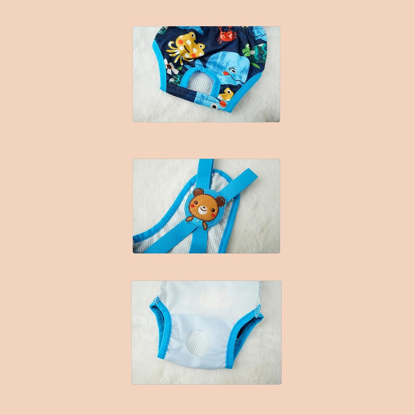 Dog Diaper - Washable Female Panties with Suspender, 1 Reusable Small Dog Diaper for Home, Apartment, Indoor, Outdoor, Travel, Car, Crate, Kennel, Yard, Park, Beach and Camping Protection