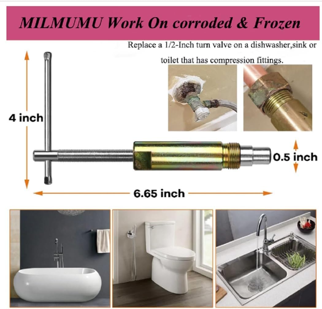 Compression Sleeve Puller Remove Tool Nut & Ferrule of Pipe 03943 - Sleeve Remover for 1/2-Inch Compression Fittings Only - Plumbing Tools Compression Ring Removal Tool Corroded & Frozen Supply Stops